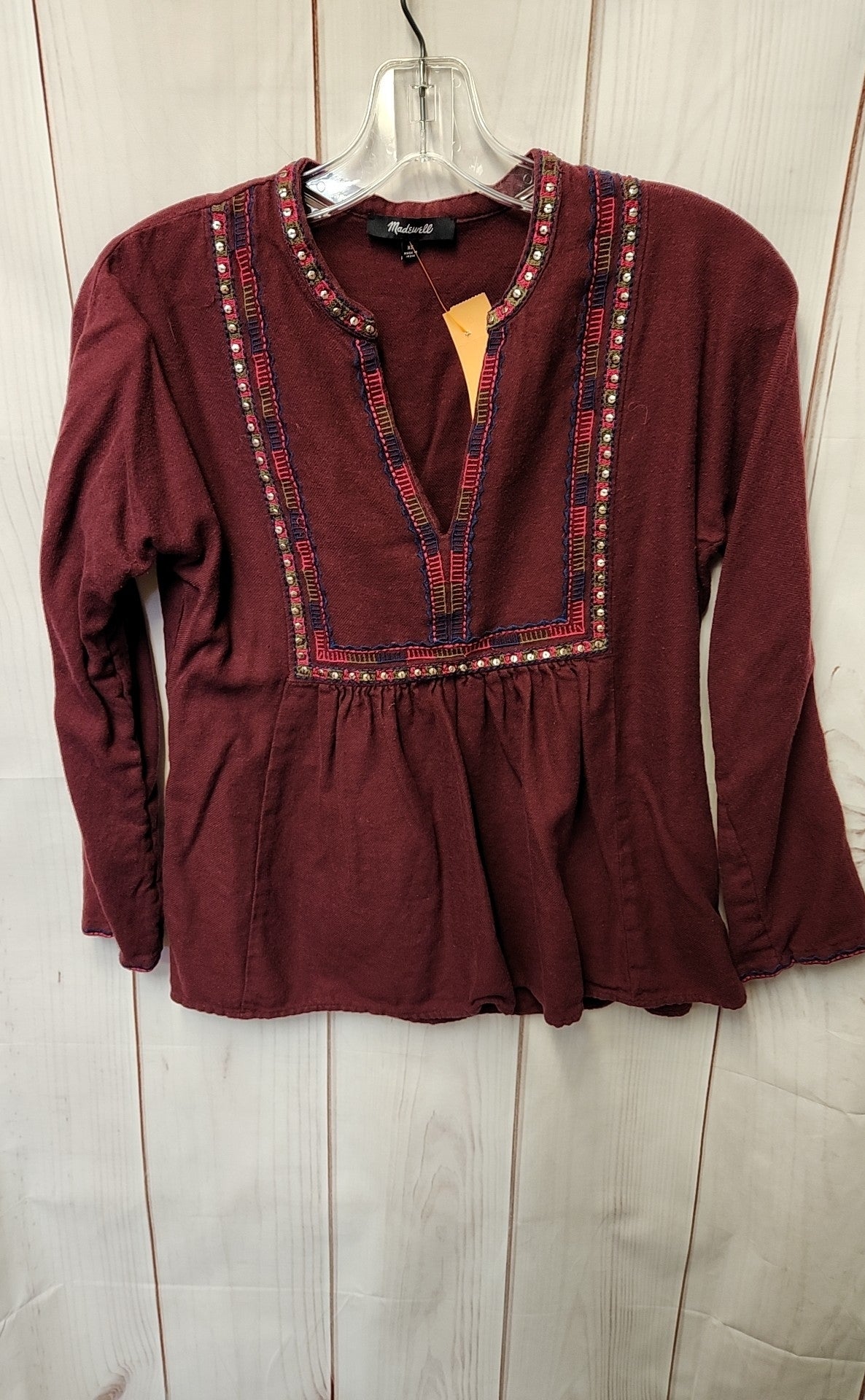 Madewell Women's Size XS Maroon Long Sleeve Top
