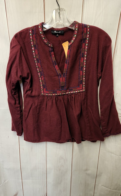 Madewell Women's Size XS Maroon Long Sleeve Top