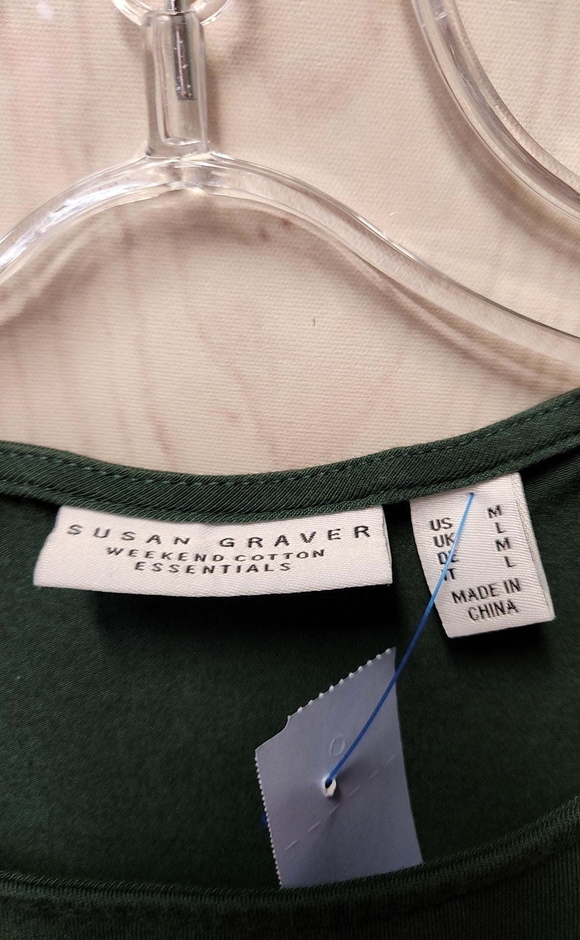 Susan Graver Women's Size M Green Long Sleeve Top