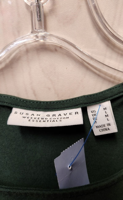 Susan Graver Women's Size M Green Long Sleeve Top