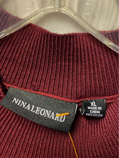Nina Leonard Women's Size XL Maroon Knit Dress