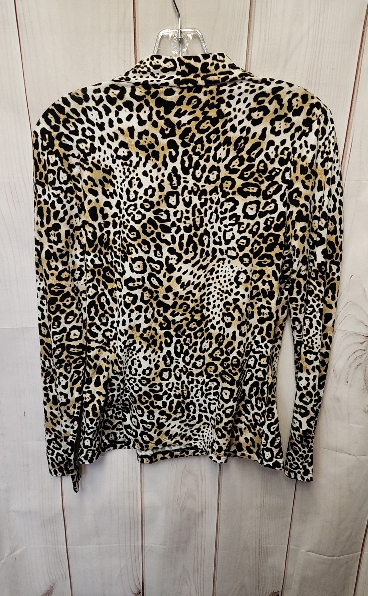 Jones New York Women's Size M Black & Beige Animal Print Long Sleeve Top