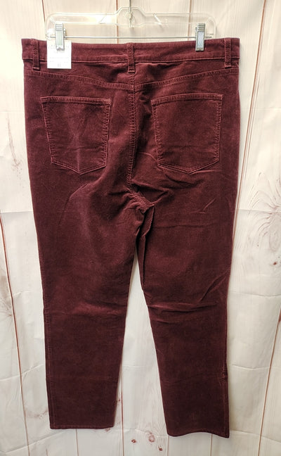 NWT Talbots Women's Size 14 Maroon Corduroy Straight Leg Pants
