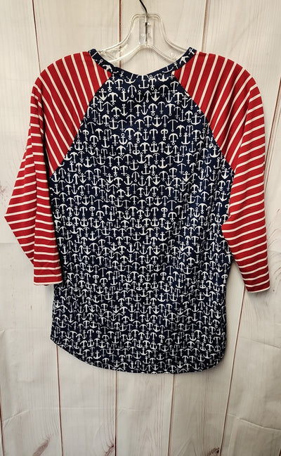 NWT Lularoe Women's Size M Red & Blue 3/4 Sleeve Top