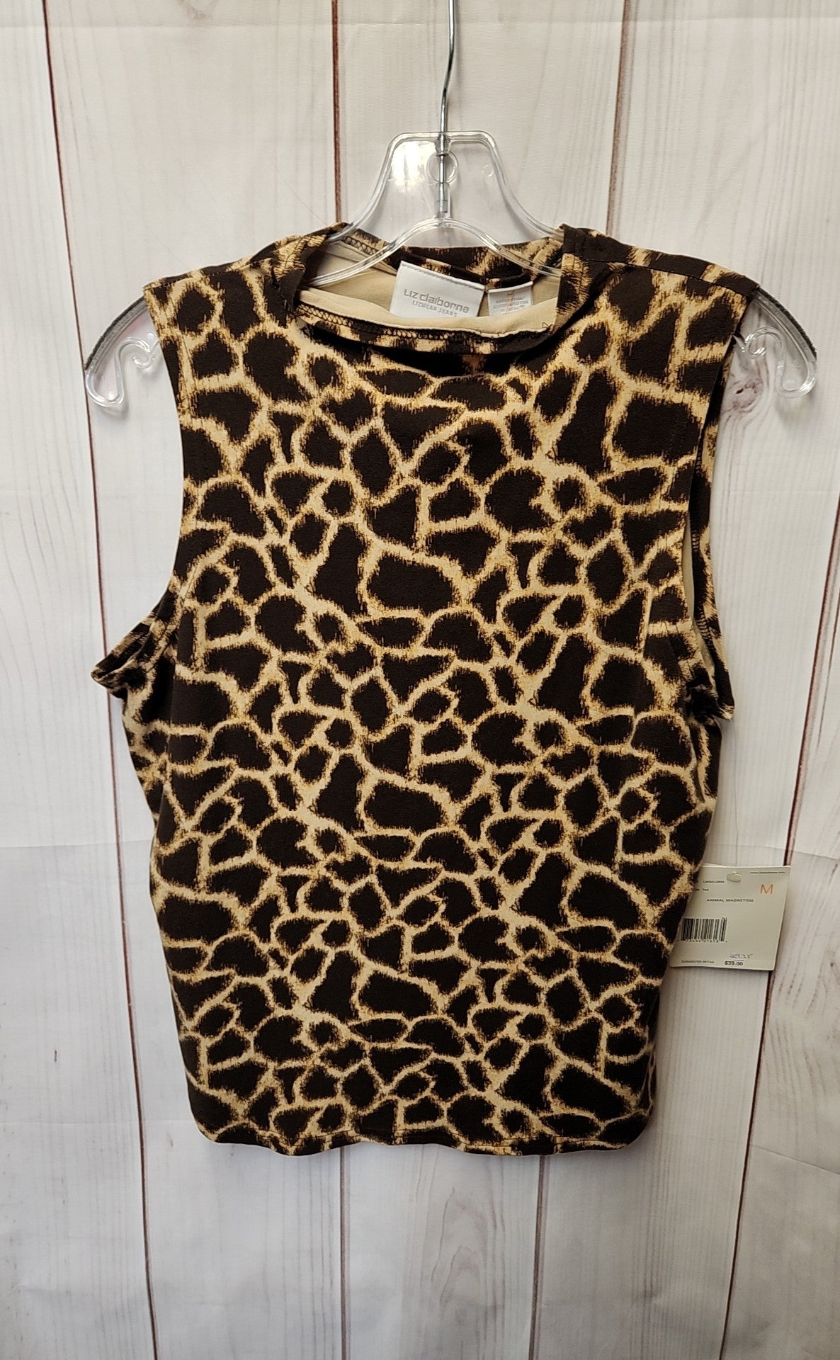 NWT Liz Claiborne Women's Size M Brown Animal Print Sleeveless Top