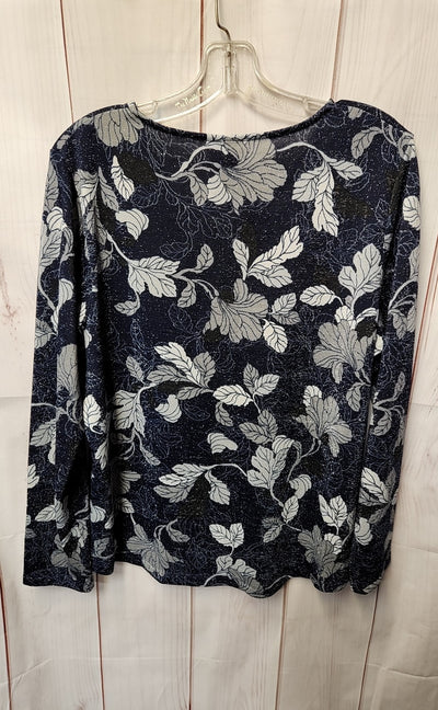 Chico's Women's Size 2 = US L Blue Floral Sweater