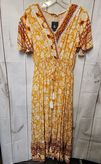NWT Anna-Kaci California Women's Size L Yellow Floral Dress