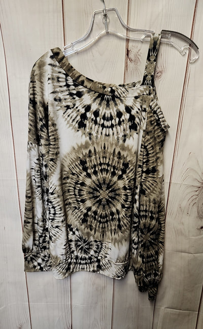 White Birch Women's Size M Brown Tie Dye Cold Shoulder Top