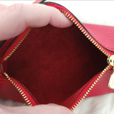 COA Louis Vuitton Epi Red Soufflot Papillion with Pouchette Pouch Purse Bag