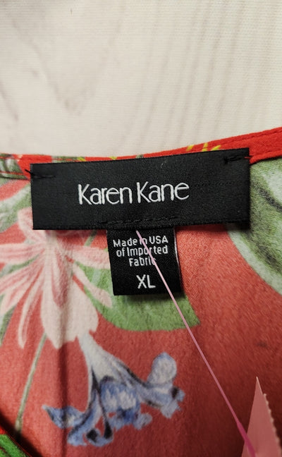 NWT Karen Kane Women's Size XL Red Floral Cold Shoulder Top