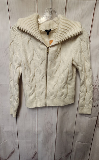 Talbots Women's Size Petite White Full Zip Sweater