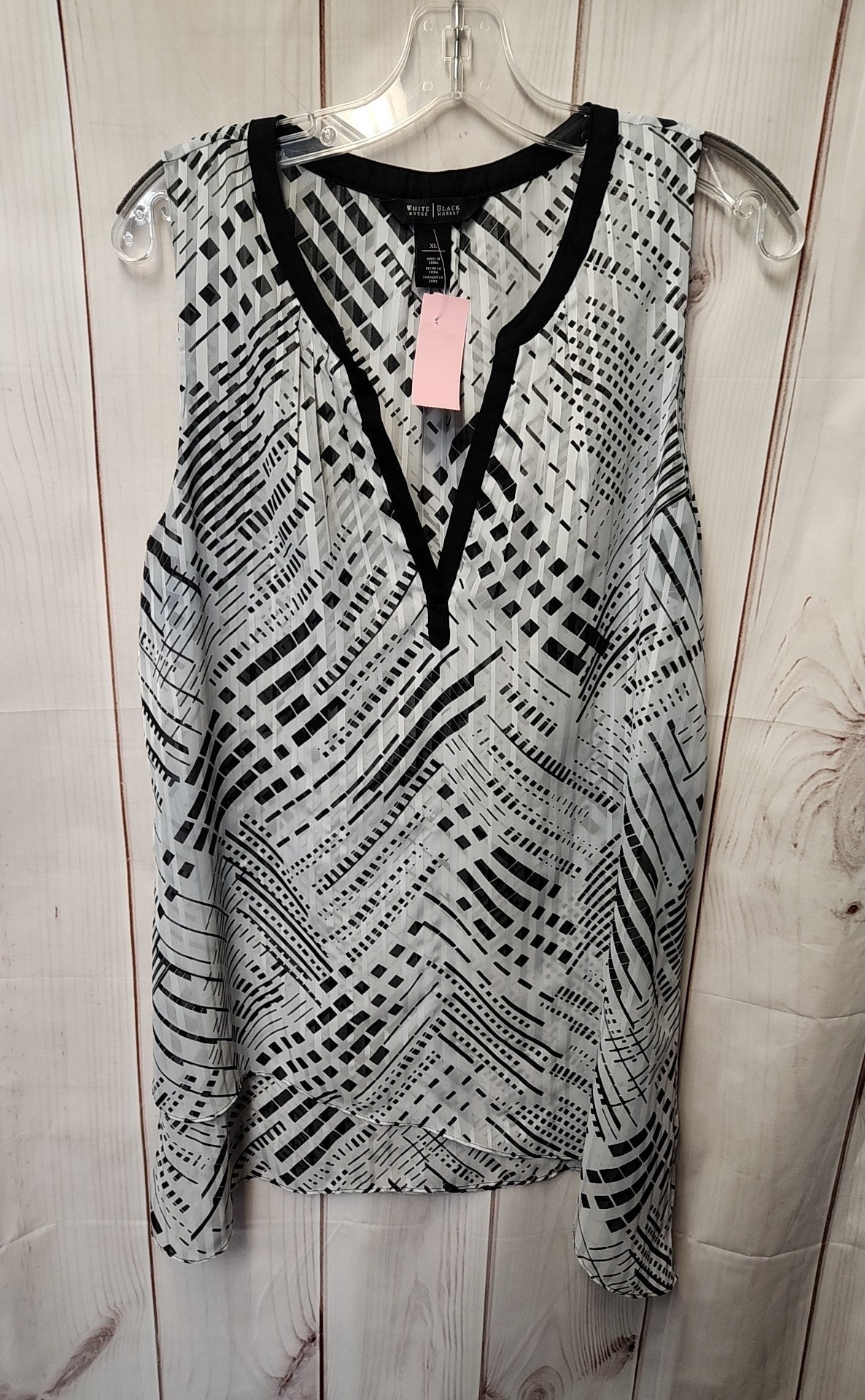 White House Black Market Women's Size XL White & Black Sleeveless Top