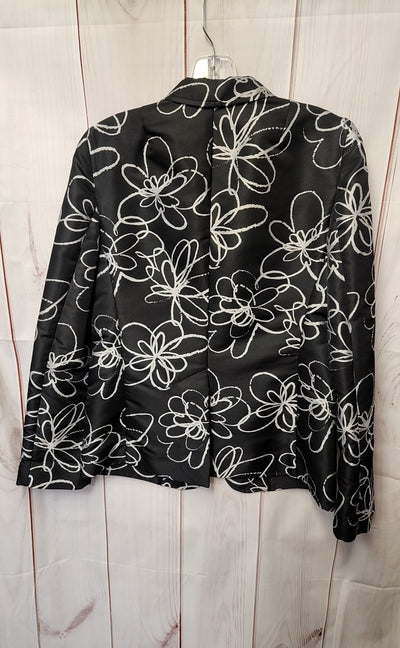 DKNY Women's Size 6 Black Floral Blazer