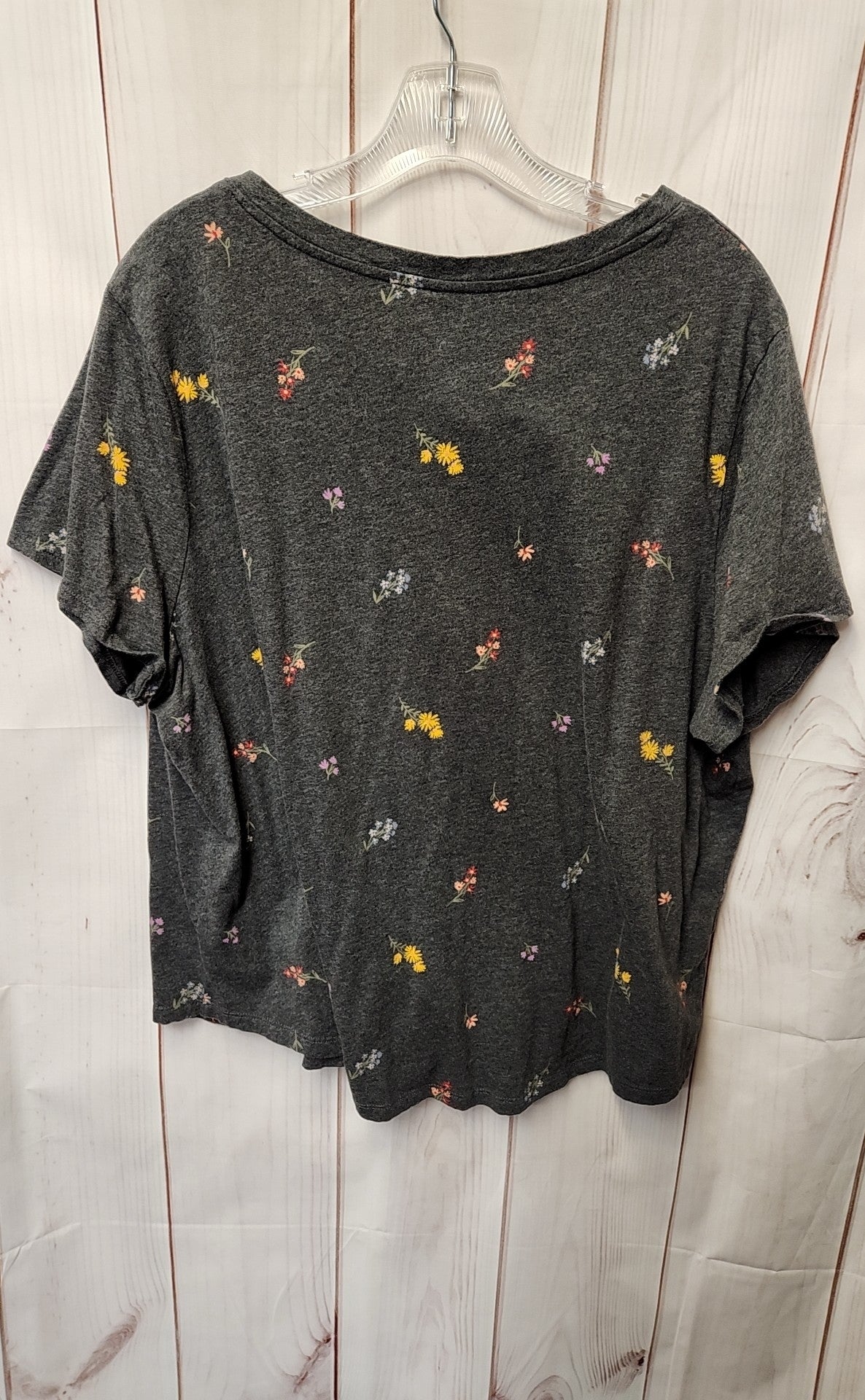 Old Navy Women's Size XXL Gray Floral Short Sleeve Top