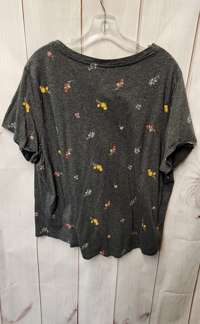 Old Navy Women's Size XXL Gray Floral Short Sleeve Top