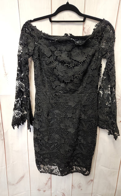 NWT Design Lab Women's Size M Black Lace Floral Dress