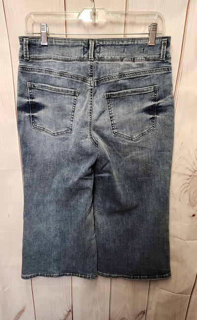 NYDJ Women's Size 8 Petite Blue Wide Leg Denim Capris