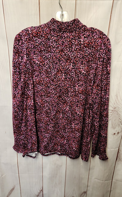 J Jill Women's Size XL Pink Floral Long Sleeve Top