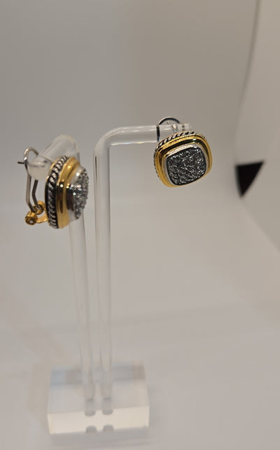 Silver & Gold Crystal Pave Earrings