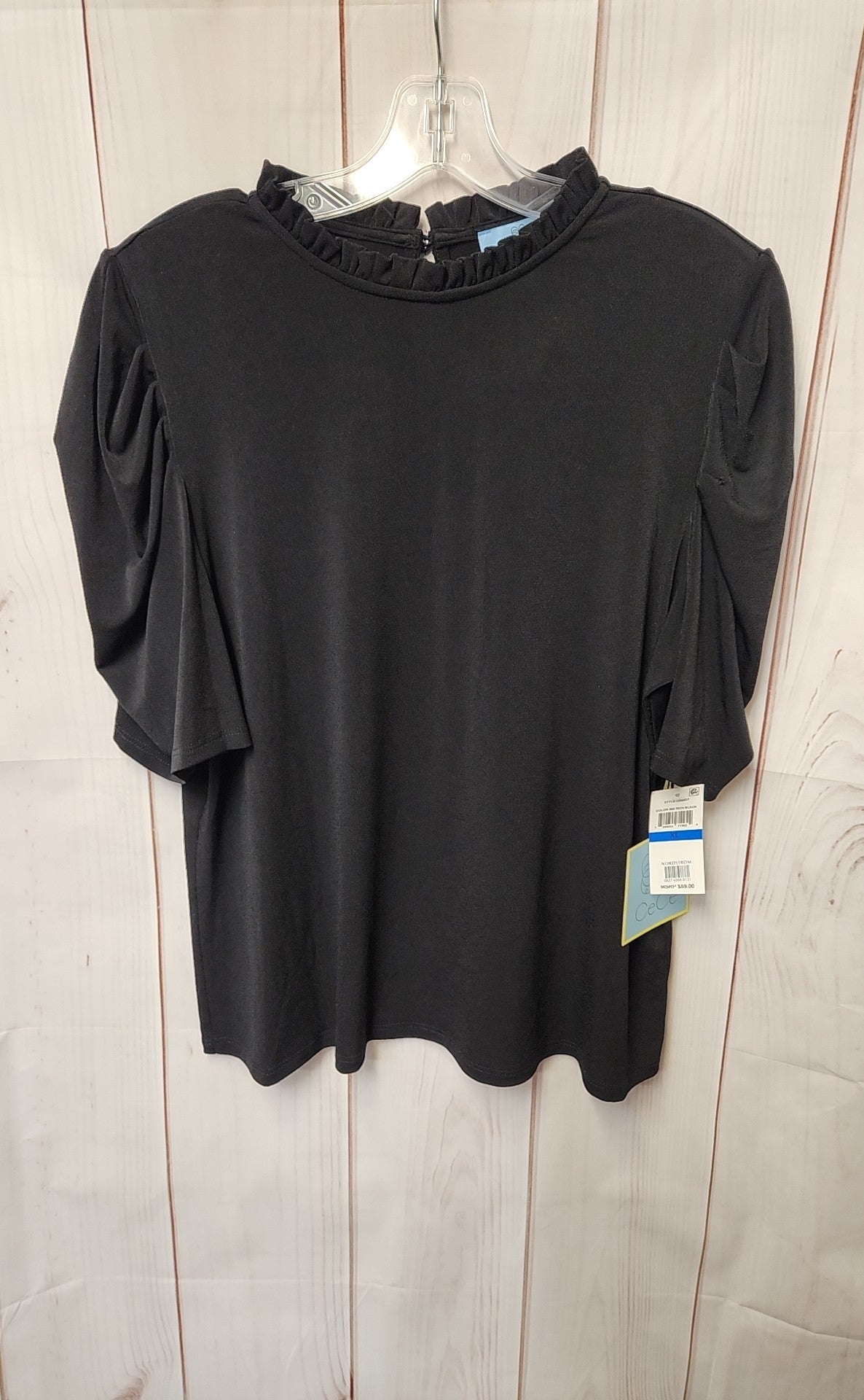 NWT Cece Women's Size XL Black Short Sleeve Top