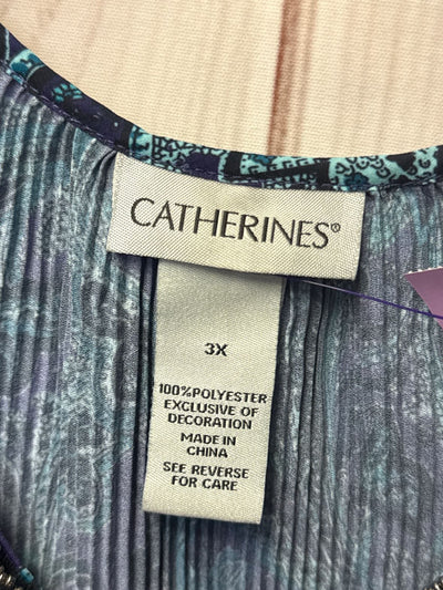 Catherines Women's Size 3X Blue 3/4 Sleeve Top