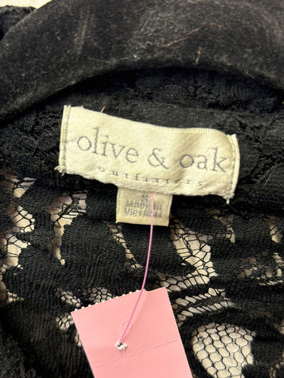 Olive & Oak Women's Size S Black Lace Floral Long Sleeve Top