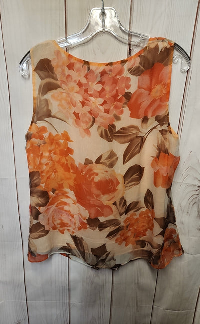 Lafayette 148 Women's Size 4 Peach Floral Sleeveless Top