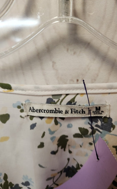 Abercrombie & Fitch Women's Size M White Floral 3/4 Sleeve Top