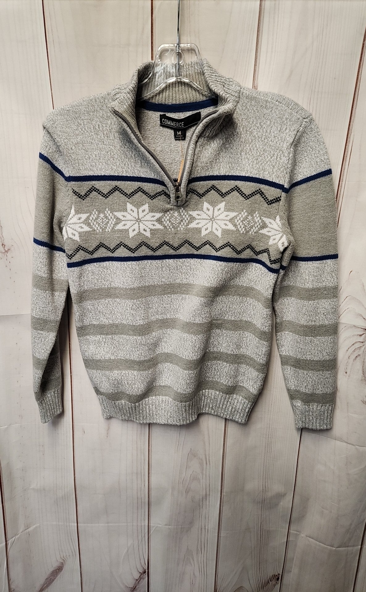 Commerce Boy's Size 14 Gray Sweater