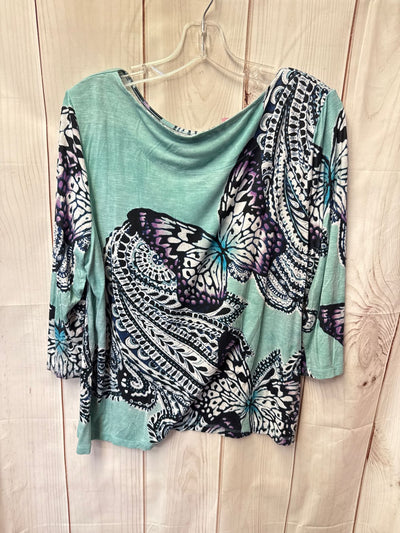 Chico's Women's Size 3 = US XL Blue 3/4 Sleeve Top