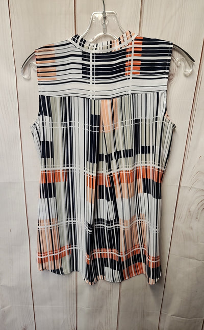 Alfani Women's Size 2 Petite White & Blue Sleeveless Top