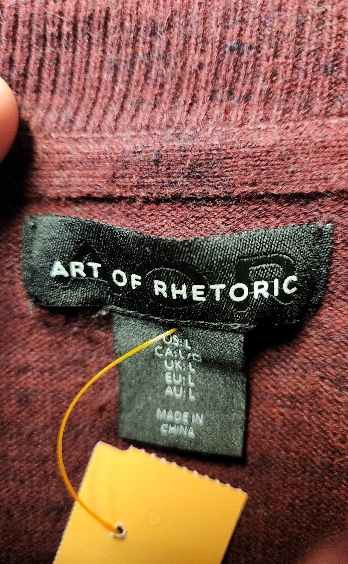 Art of Rhetoric Men's Size L Maroon Sweater