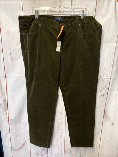 NWT Talbots Women's Size 18 Brown Corduroy Pants