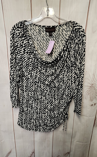 Dana Buchman Women's Size XL White & Black 3/4 Sleeve Top