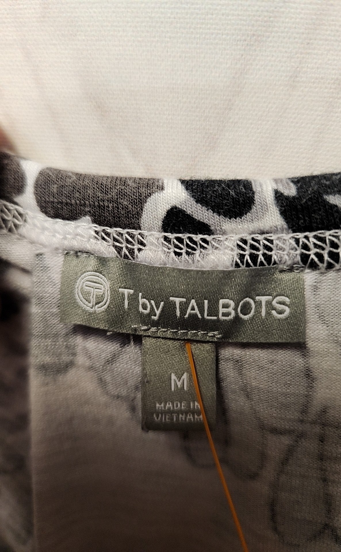 Talbots Women's Size M Gray Floral 3/4 Sleeve Top