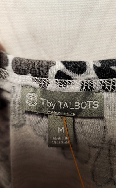 Talbots Women's Size M Gray Floral 3/4 Sleeve Top