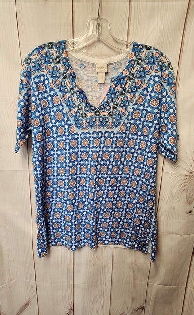 Chico's Women's Size 1 = US M Blue Short Sleeve Top