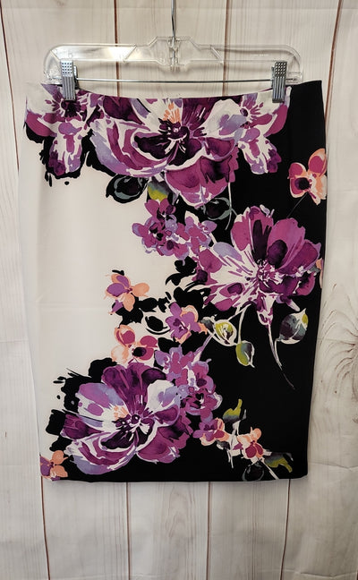 White House Black Market Women's Size 12 White & Black Floral Skirt