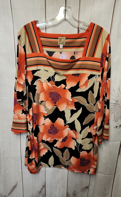 JM Collection Women's Size 2X Black & Orange Floral Dress