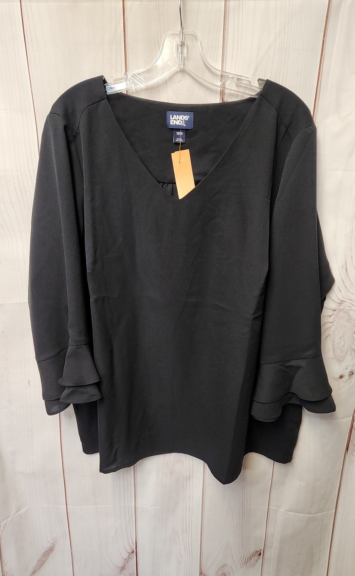 Lands End Women's Size 18 Black 3/4 Sleeve Top