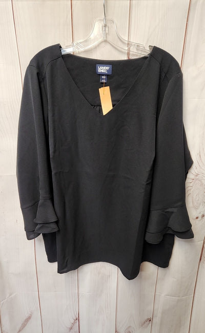 Lands End Women's Size 18 Black 3/4 Sleeve Top