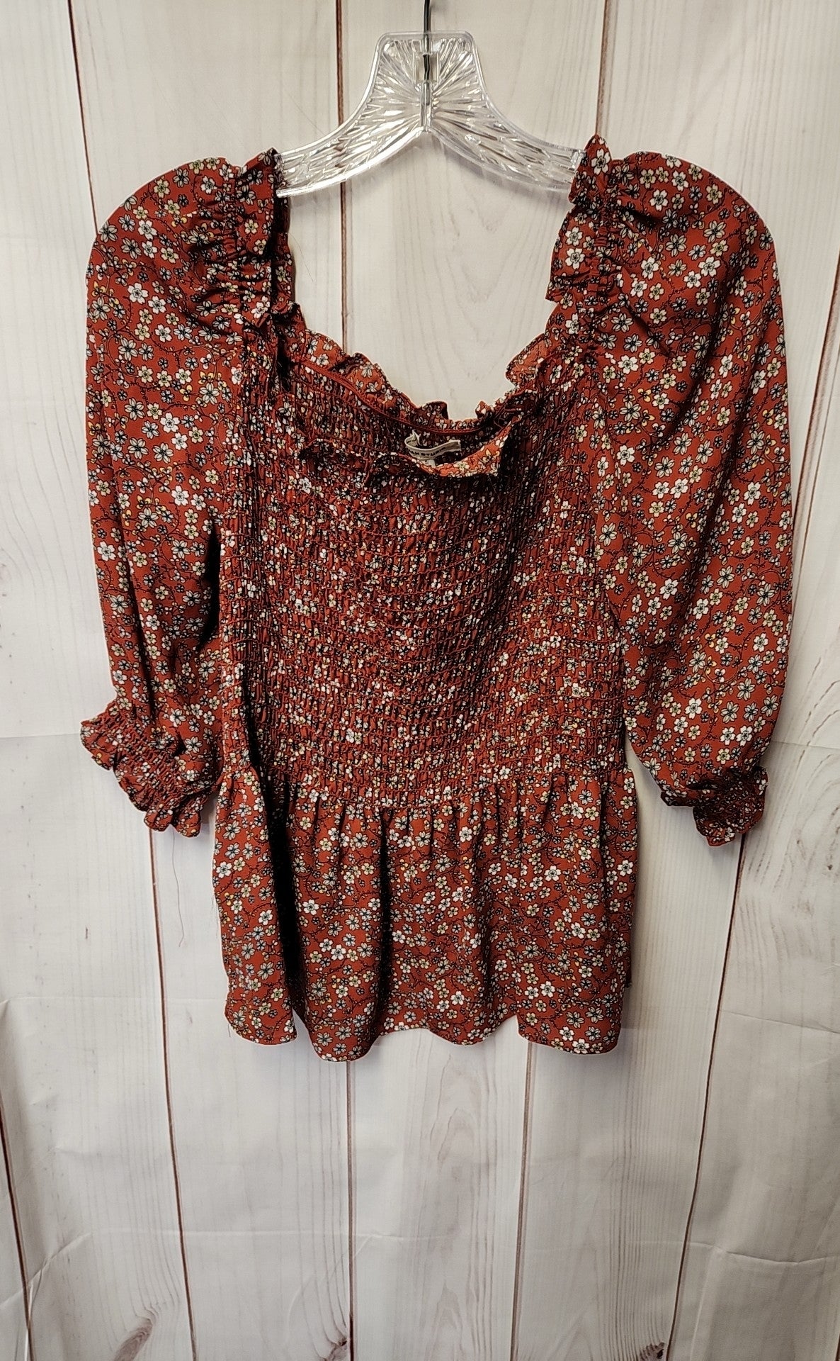 Max Studio Women's Size S Red Floral Short Sleeve Top