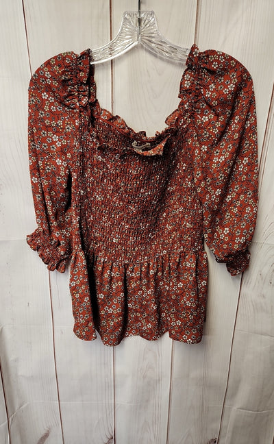 Max Studio Women's Size S Red Floral Short Sleeve Top