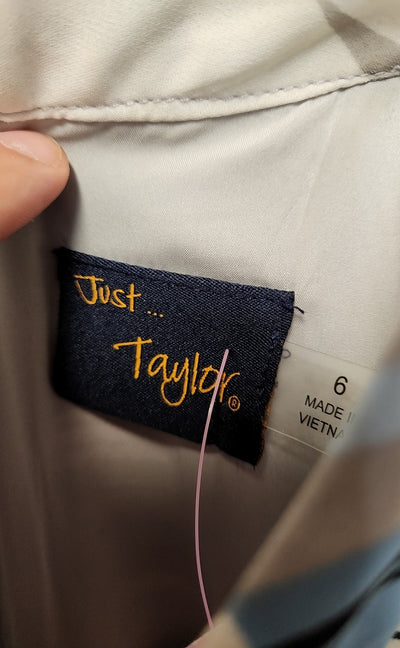 Just Taylor Women's Size 6 Gray & Blue Dress