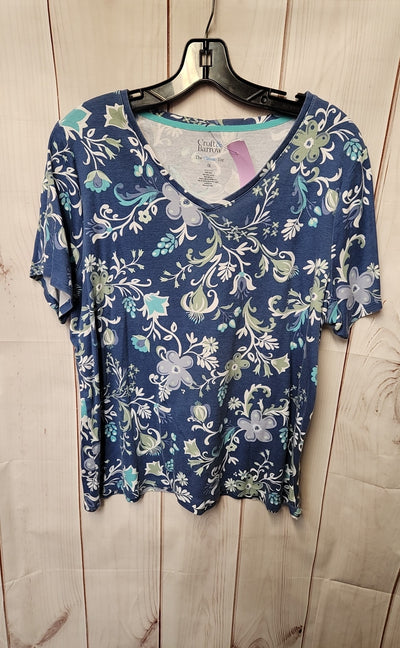 Croft & Barrow Women's Size 1X Blue Short Sleeve Top