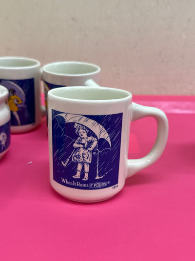 VTG 6PCS Morton Salt Set - 4 Mugs, 1 Cream, 1 Sugar