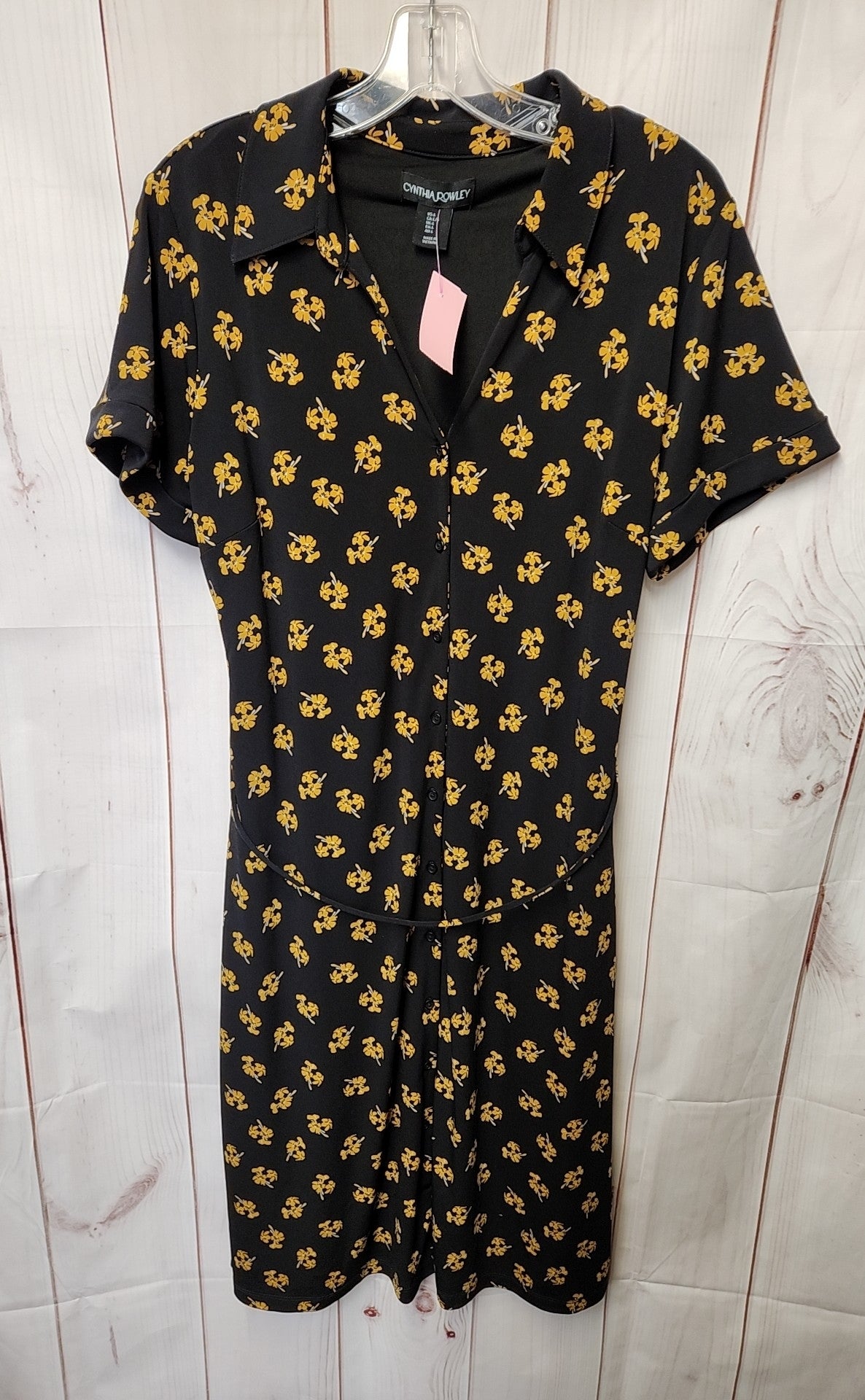 Cynthia Rowley Women's Size L Black & Yellow Floral Dress