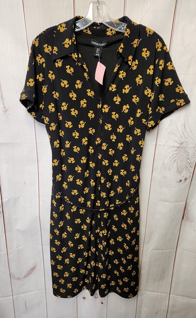 Cynthia Rowley Women's Size L Black & Yellow Floral Dress