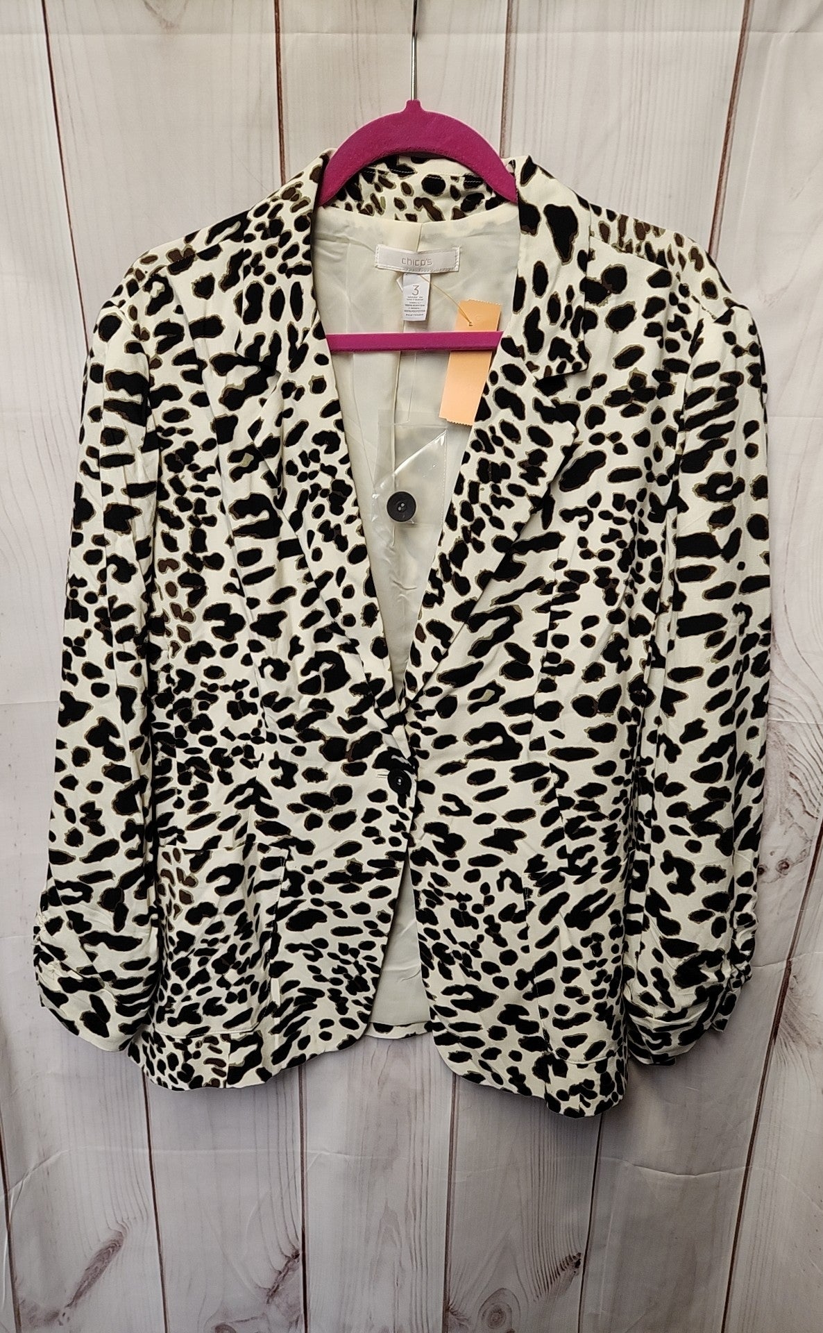 Chico's Women's Size XL White & Black Animal Print Jacket