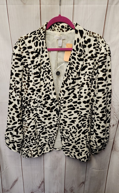 Chico's Women's Size XL White & Black Animal Print Jacket